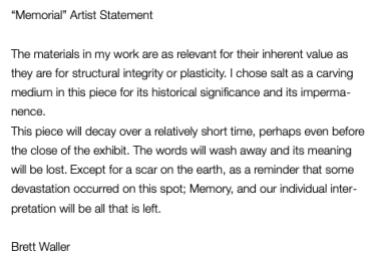 Memorial Artist Statement